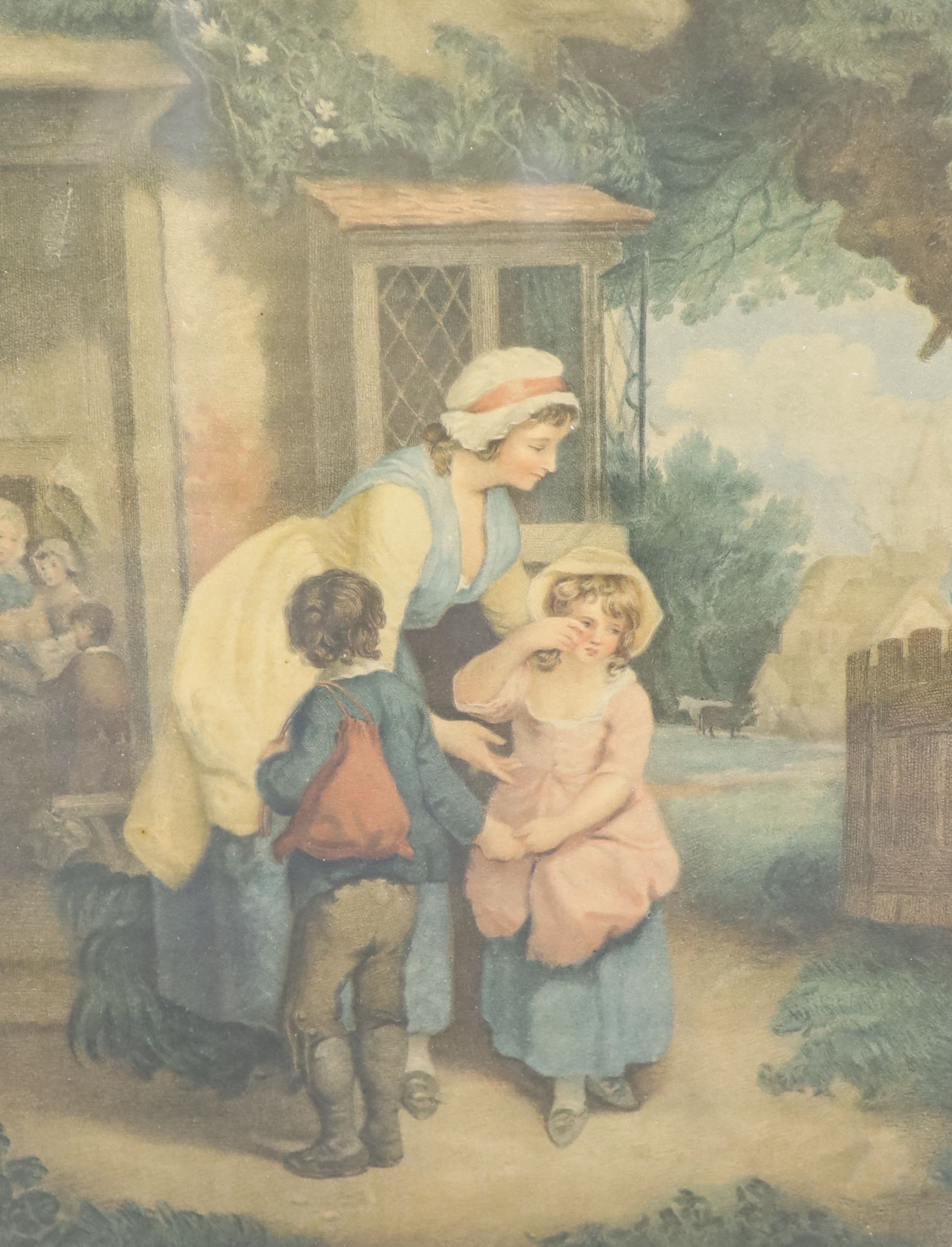 Francis Wheatley. The Cottage Door and the School Door. A pair of coloured stipple engravings (images 349 x 241cm) by G. Keating. N. d. [c.1800].